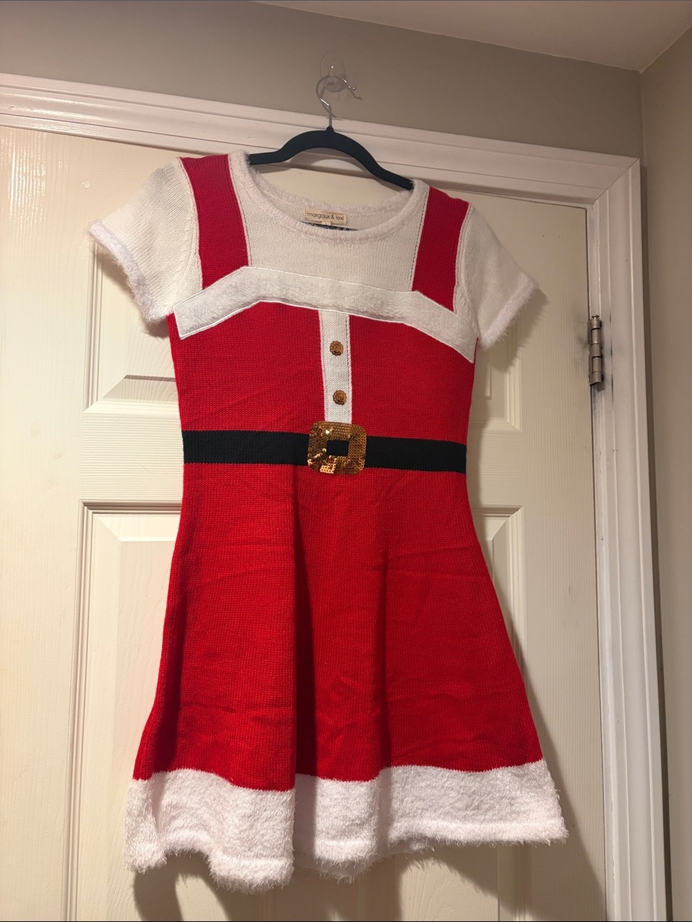 Girls' Holiday Knit Dress with Belt Accent in Ted 14 *Call Out